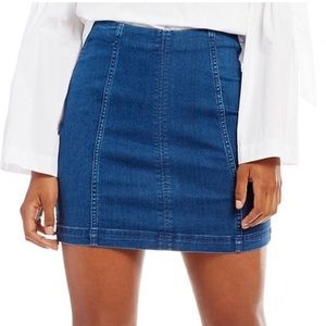 Free People Dark Blue Denim Mini Skirt